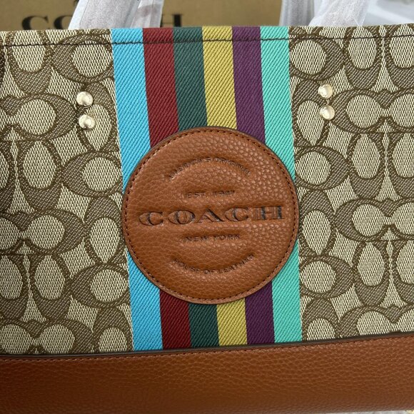 NWT Coach C5793 Dempsey Tote 40 In Signature Jacquard With Stripe And Patch - Picture 5 of 13